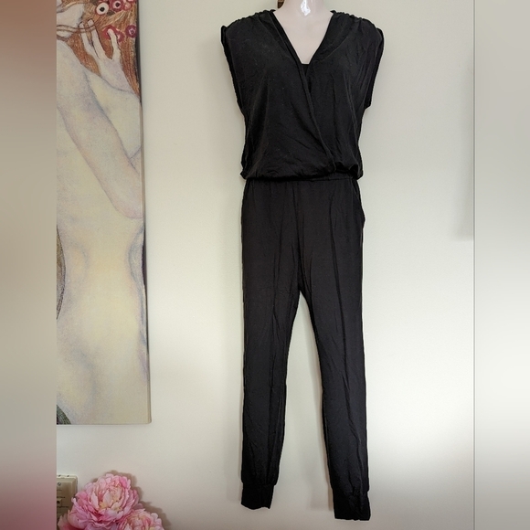 𝅺splendid slub French terry jumpsuit black xs - Picture 2 of 7